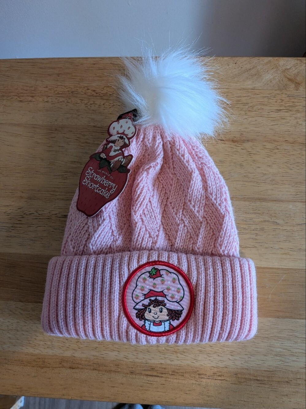 Pink Knit Pom Beanie for Womens